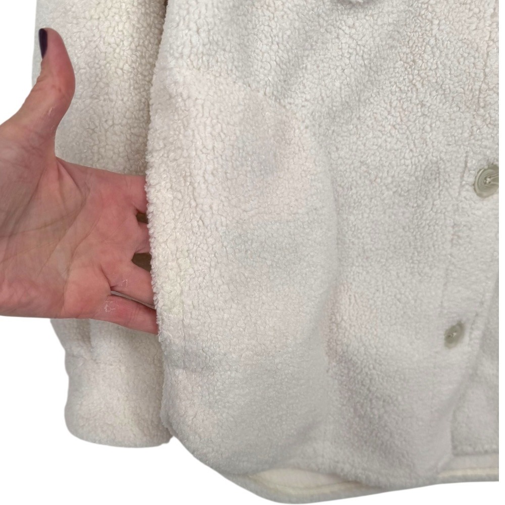 Abercrombie Fitch Women's Sherpa Fleece Shirt Jacket Shacket Cream Size Small - Picture 10 of 13